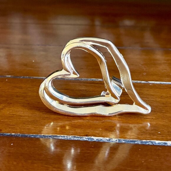 NEW Exaggerated Large Hollow Double Hearts Adjustable Ring - Picture 7 of 8